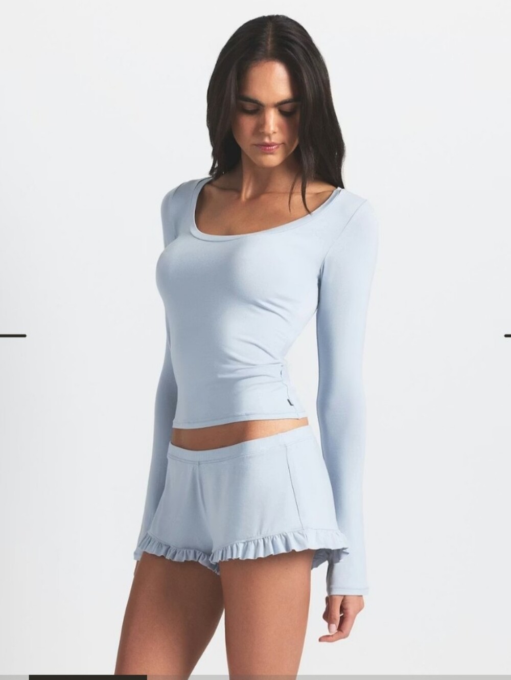 NWOT Skims Pajamas Set -Scoop Neck Top/ Shorts Sz M Zen Blue